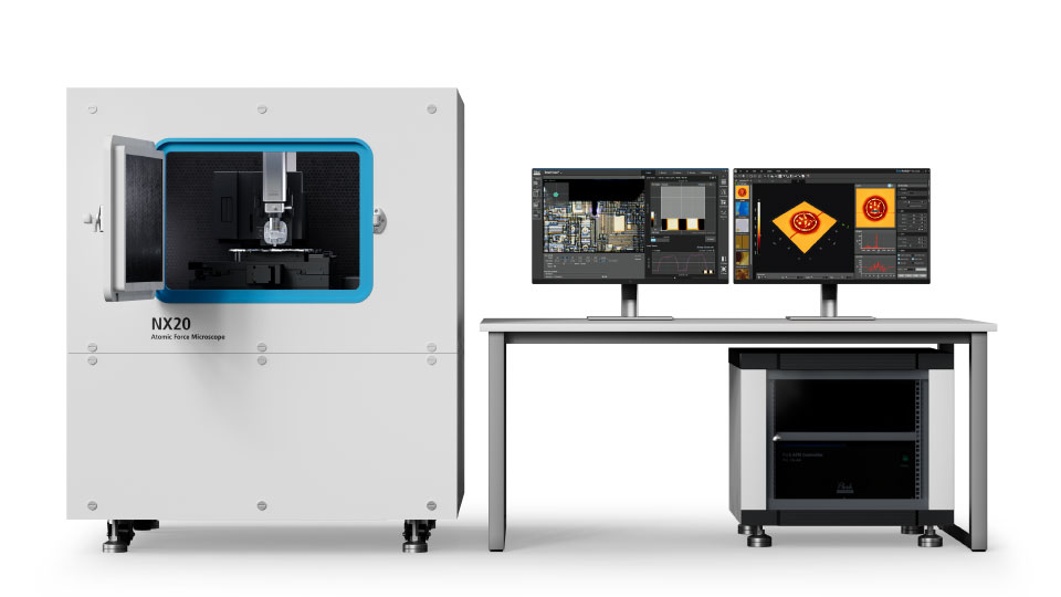 Park NX20 300mm large-sample atomic force microscope front view showing the cabinet with large sample stage