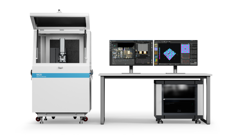 Park NX20 large-sample atomic force microscope front view showing the cabinet with large sample stage