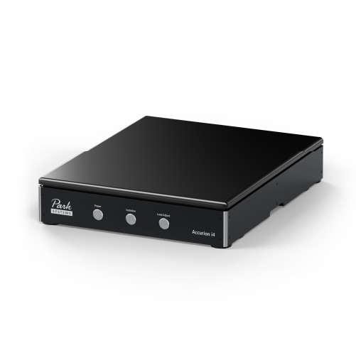 Park Systems Accurion i4 Active Vibration Isolation Desktop Unit with low-profile carbon design, automatic load adjustment, steel support frame, acoustic enclosure, and top plate with metric and imperial mounting holes