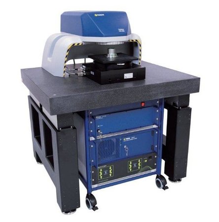 Park Systems Accurion Vario Basic 40-600 modular vibration isolation system with two or more elements and external control unit, featuring a Polytec TMC-500 TopMap